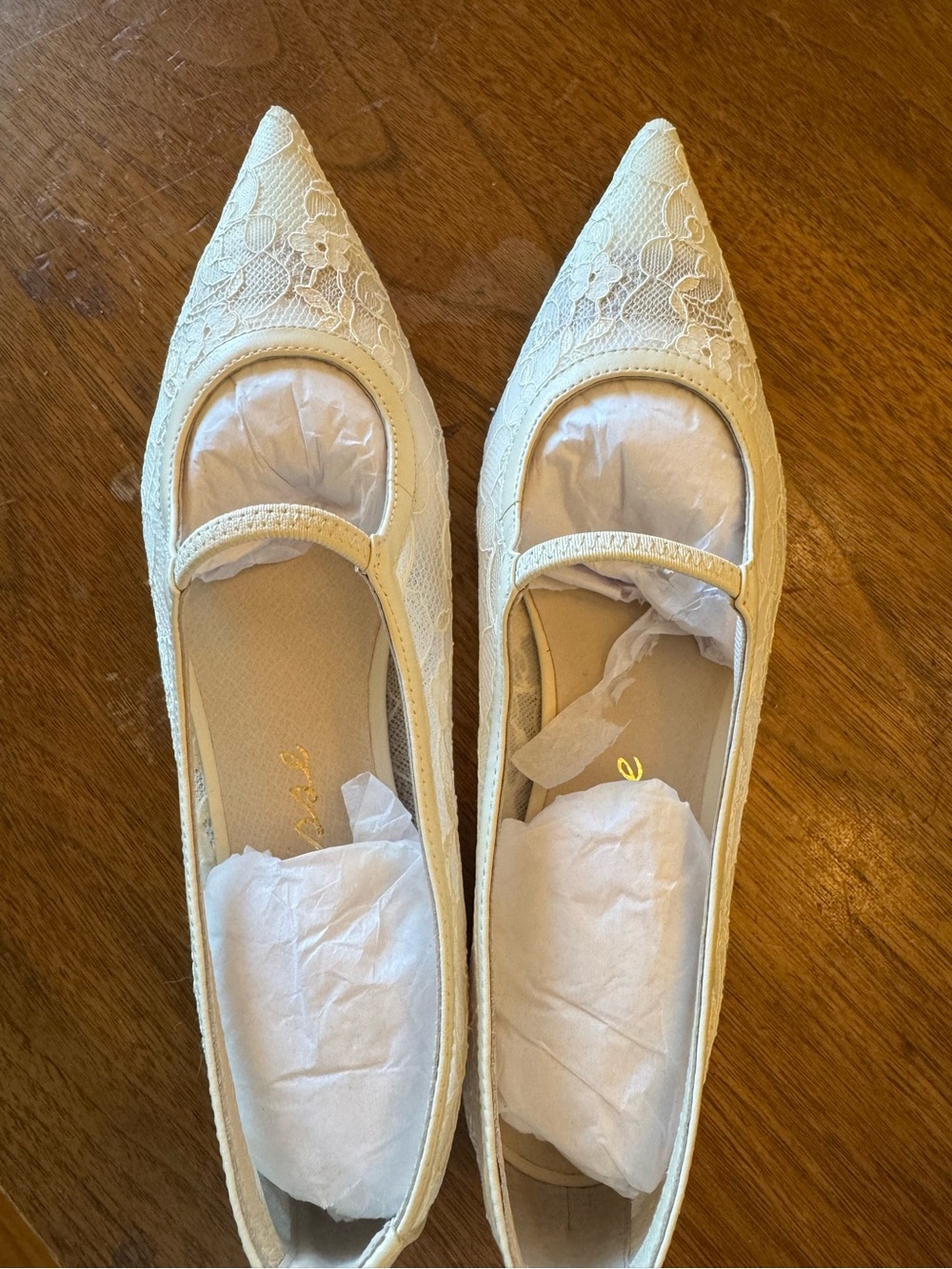 Matisse Fluer Flats-Trim Pointed Toe lace in Ivory